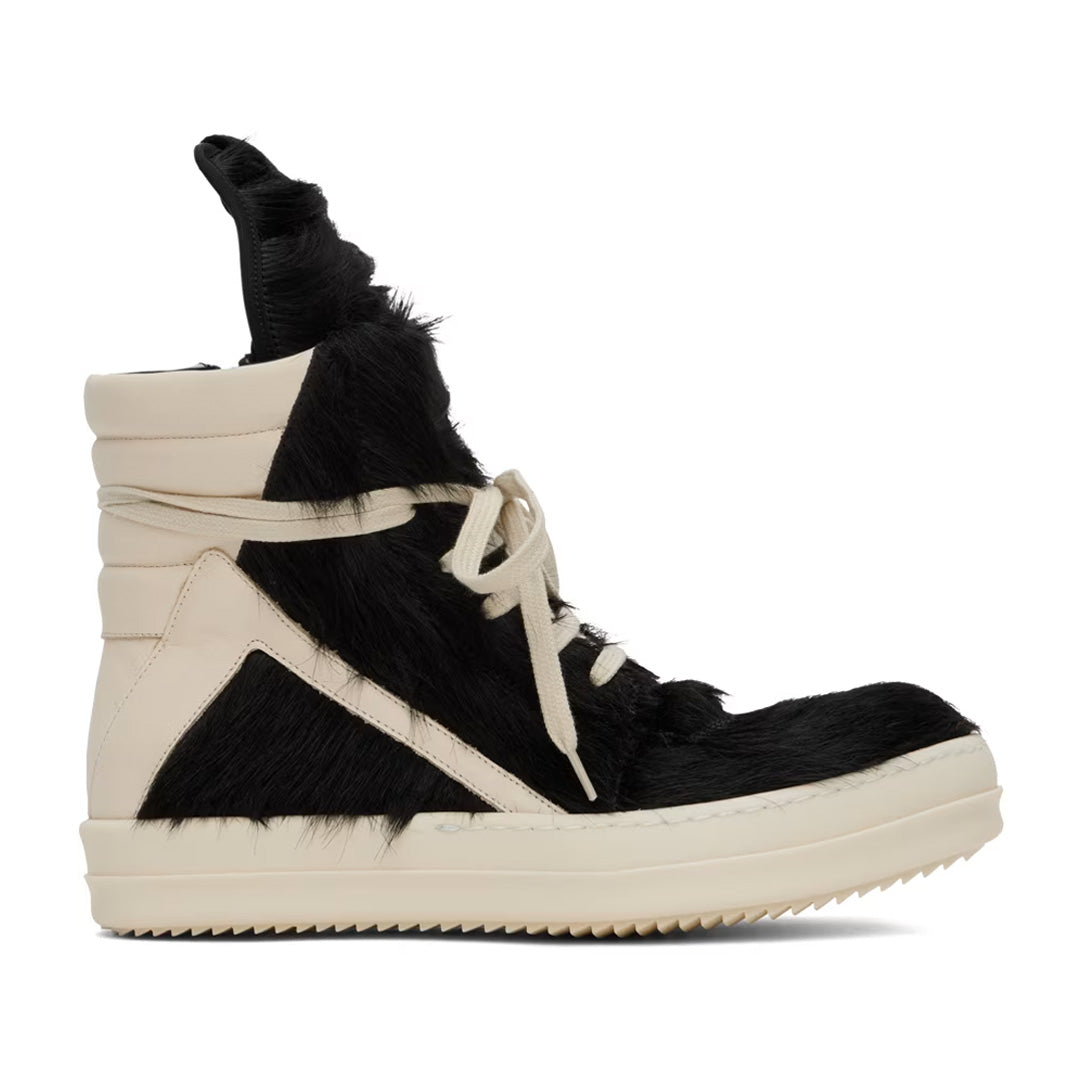 Rick Owens Pony Hair Geobasket Black/Off White | Kenshi Toronto