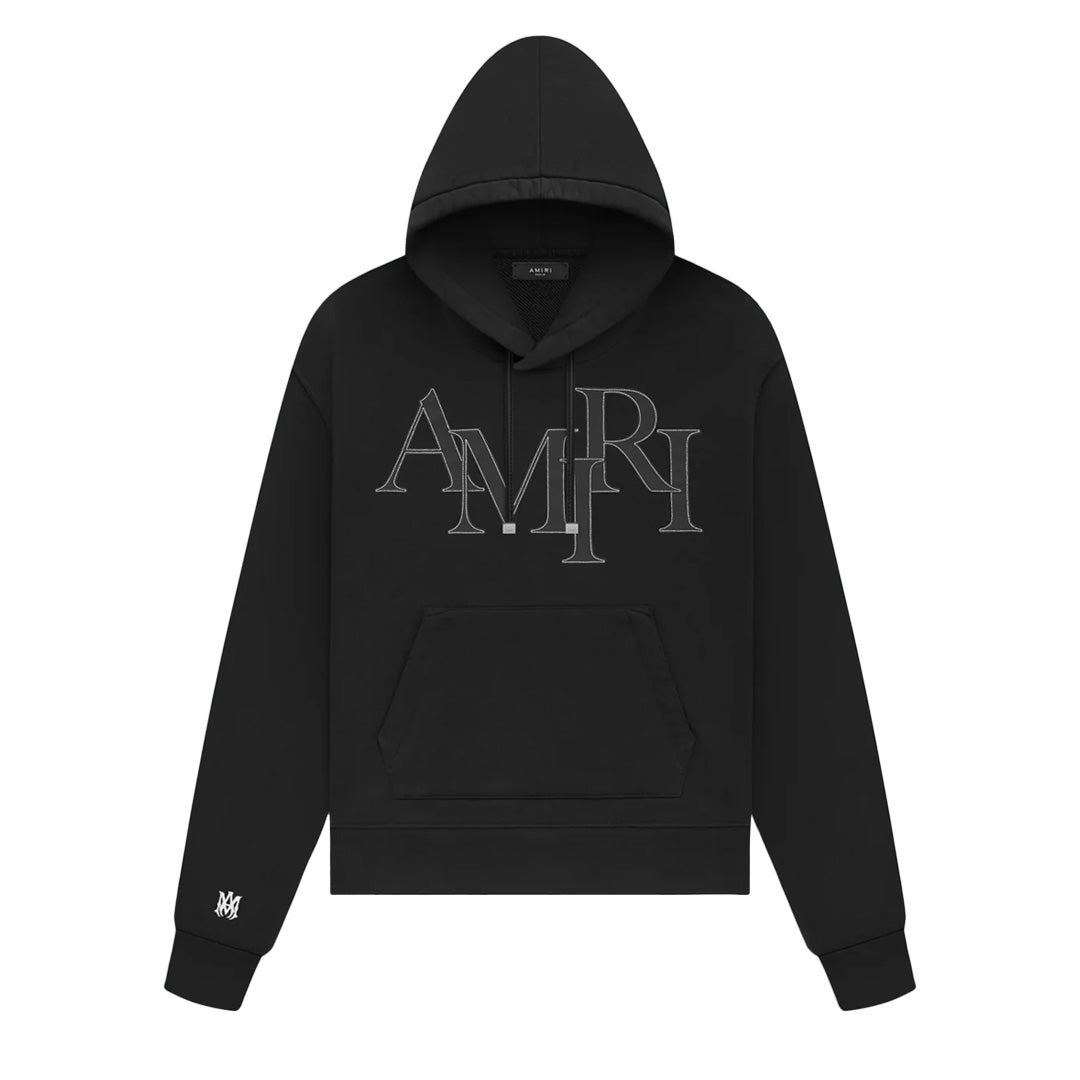 Amiri Staggered Patches Hoodie Black