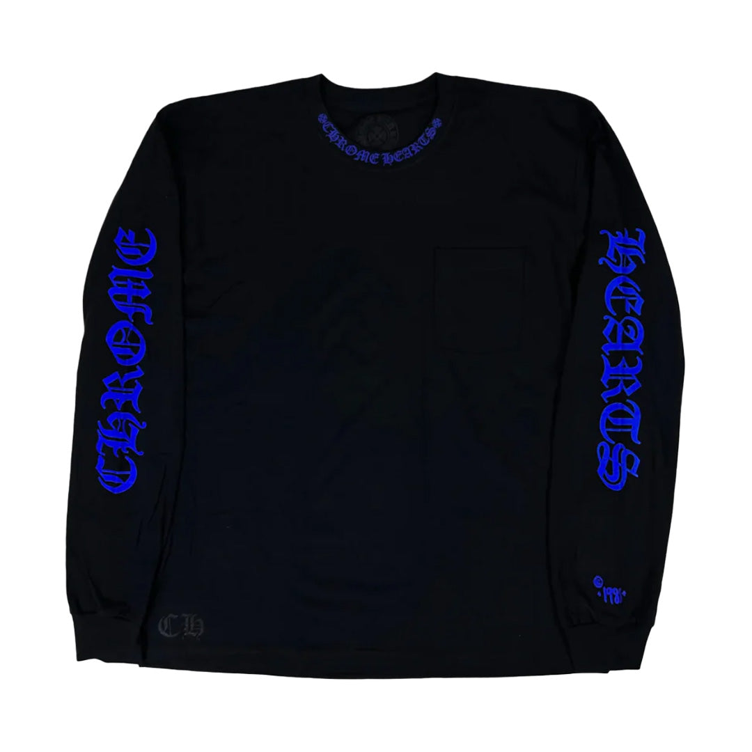 Chrome Hearts 1988 Blue Neck Logo Long Sleeve T-Shirt