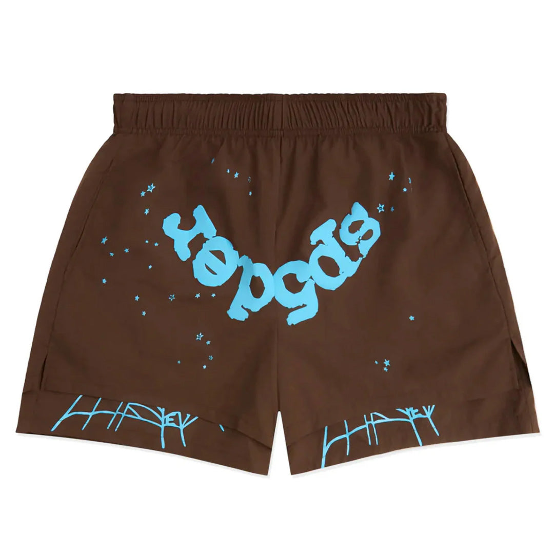 Sp5der OG Web Double Layer Shorts Brown