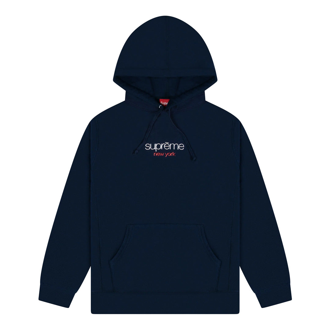 Supreme Classic Chrome Logo Hoodie Navy