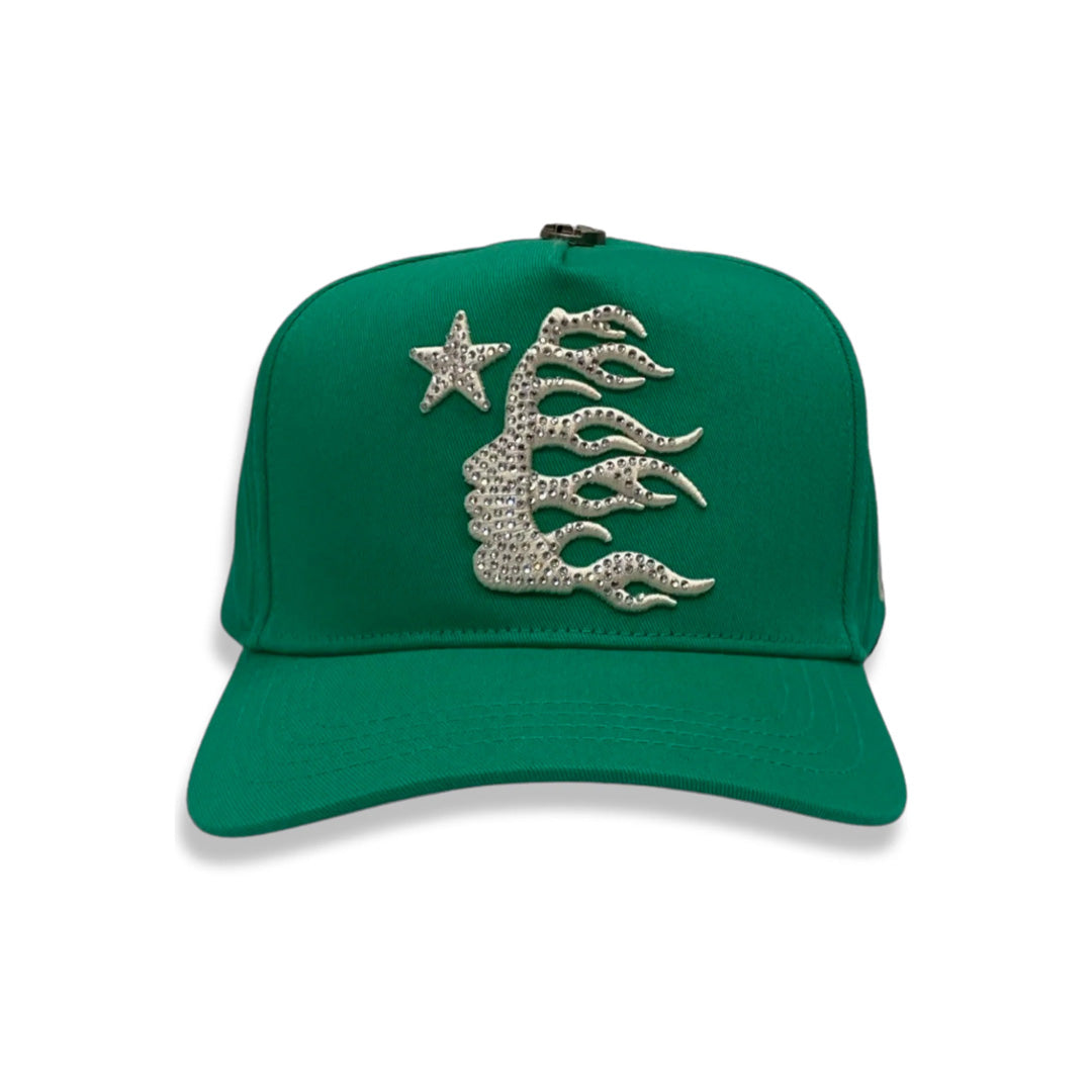 Hellstar OG Logo Rhinestone Snapback Green