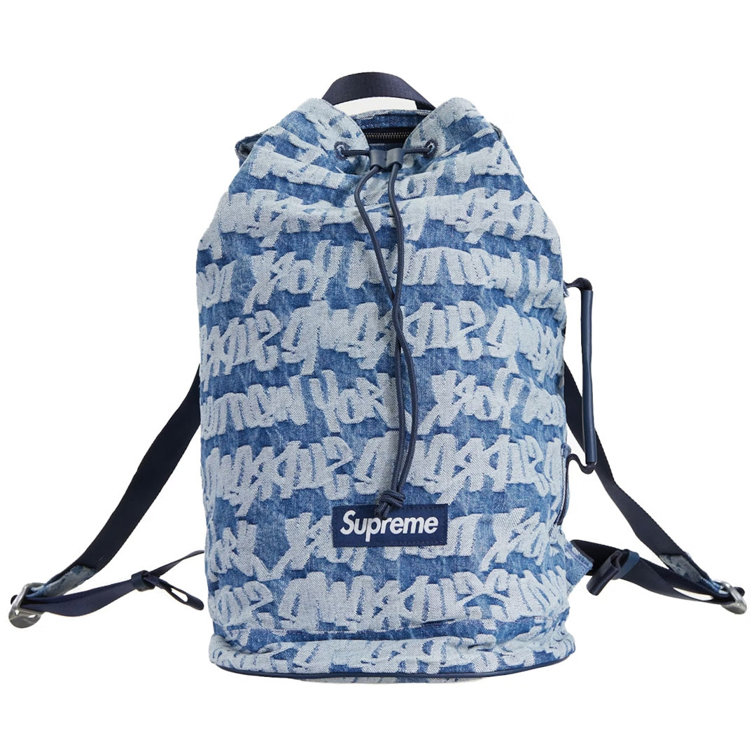 Supreme Fat Tip Jacquard Denim Backpack Blue