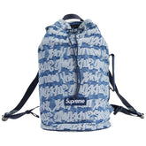 Supreme Fat Tip Jacquard Denim Backpack Blue