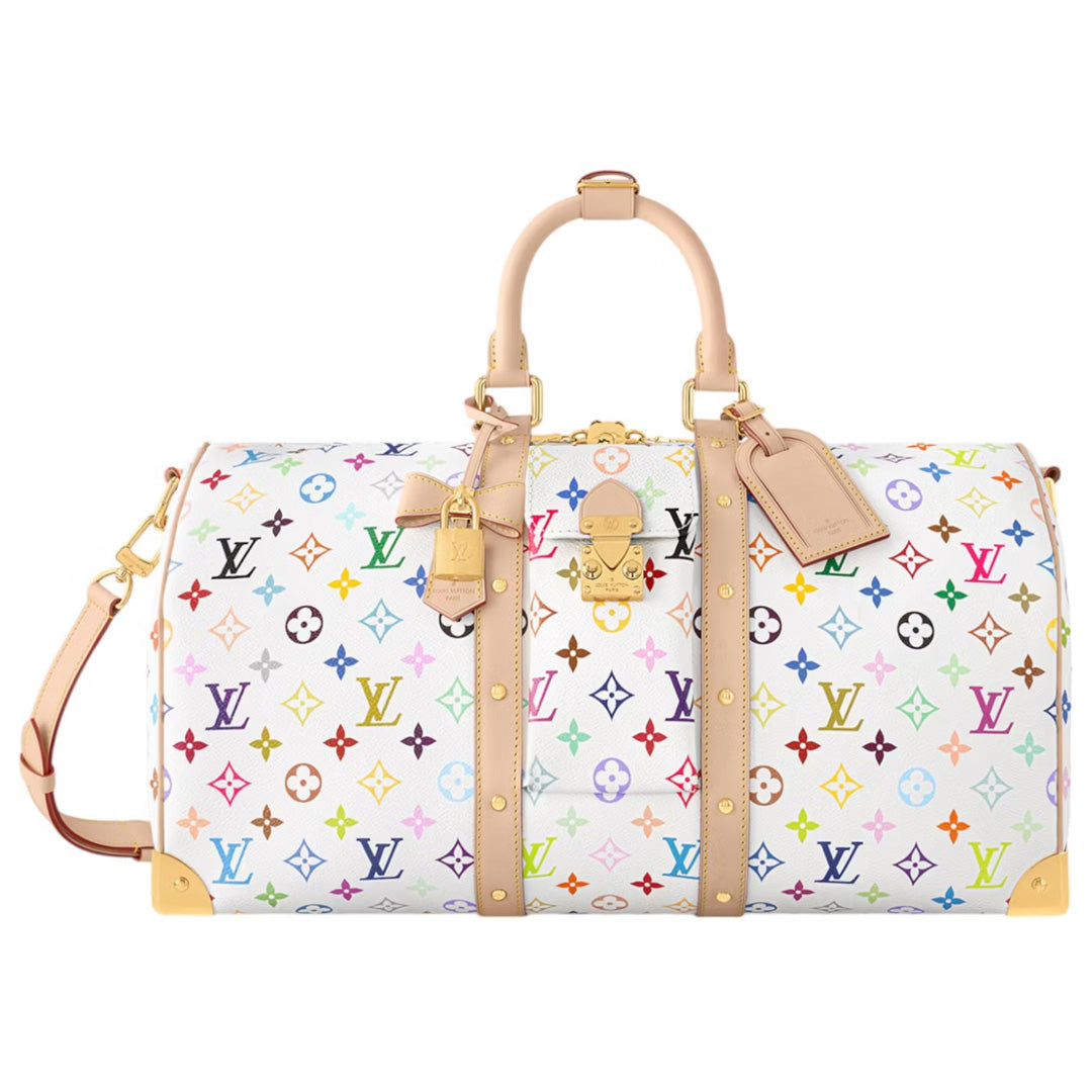 Louis Vuitton x Takashi Murakami Keepall Bandouliere 45 White Multicolored