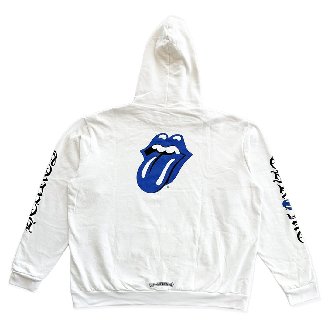 Chrome Hearts Rolling Stones Logo Hoodie White/Blue