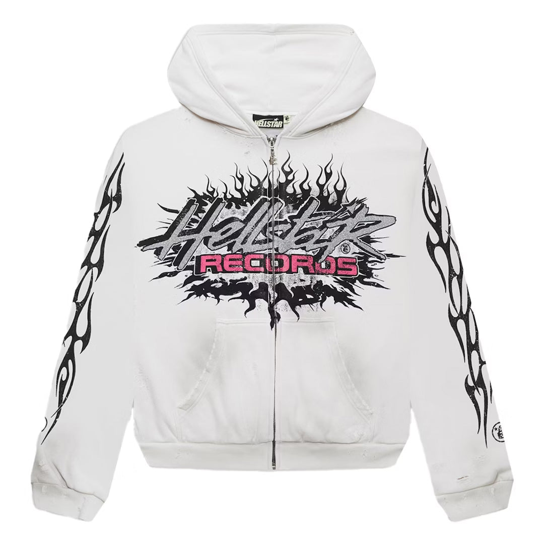 Hellstar Records Zip-Up Hoodie White