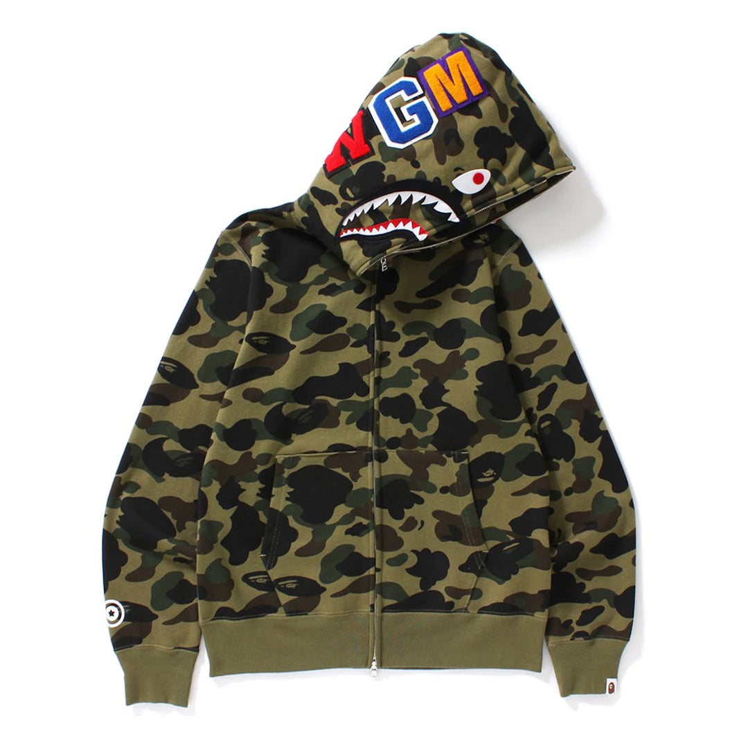 BAPE 1st Camo Shark Full Zip Hoodie Green