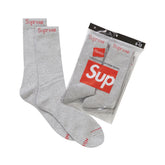 Supreme Hanes Socks (4 Pack) Heather Grey