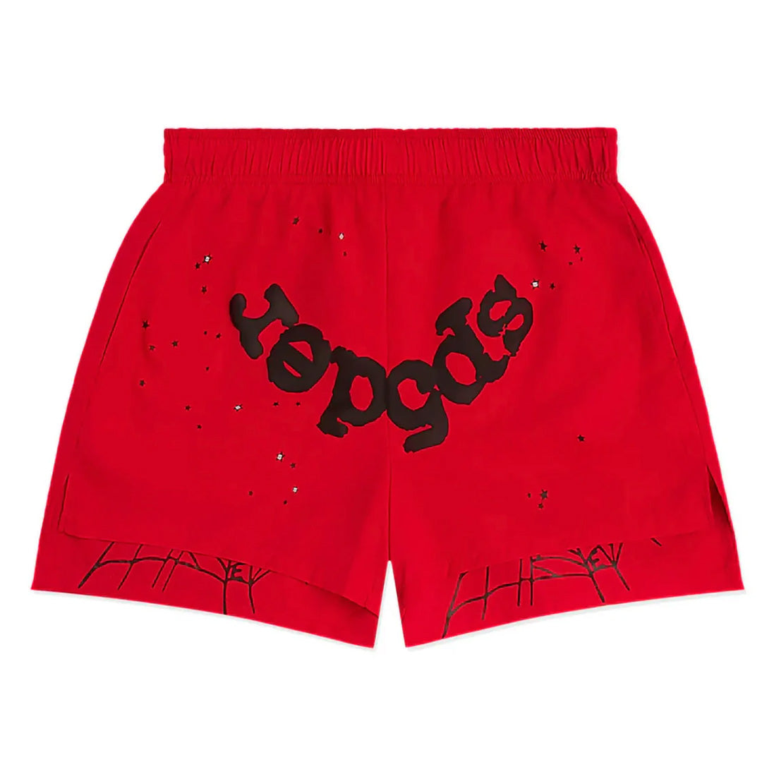 Sp5der OG Web Double Layer Shorts Red