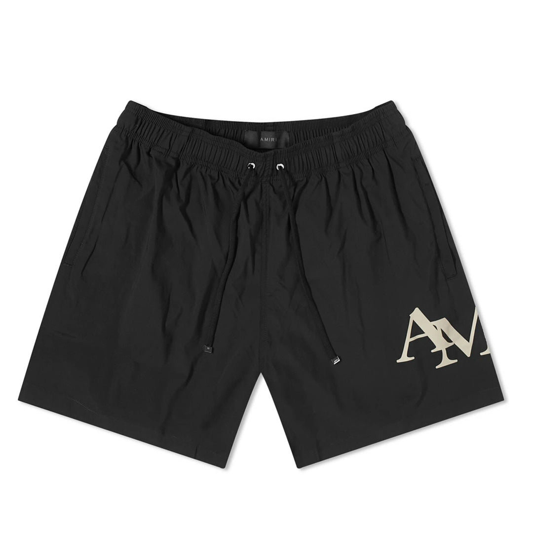 Amiri Staggered Logo Swim Shorts Black
