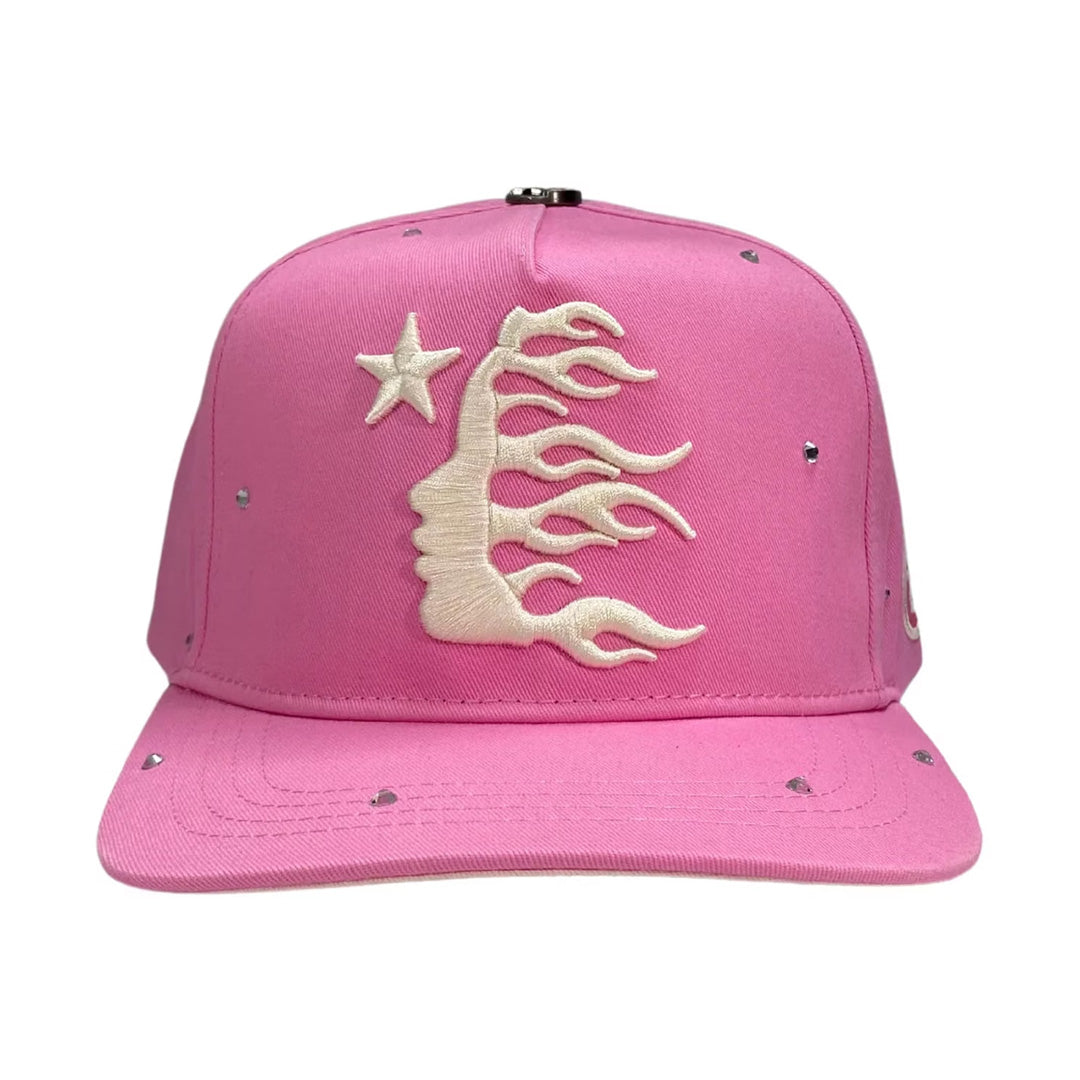 Hellstar OG Logo Rhinestone Snapback Pink