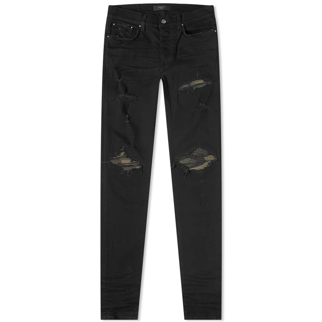 Amiri MX1 Leather Camo Jeans Aged Black | Kenshi Toronto