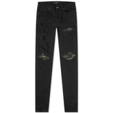 Amiri MX1 Leather Camo Jeans Aged Black