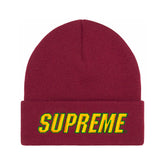 Supreme Slanted Logo Beanie Burgundy