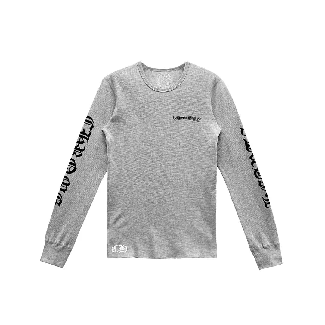 Chrome Hearts Scroll Logo Thermal Long Sleeve T-Shirt Grey