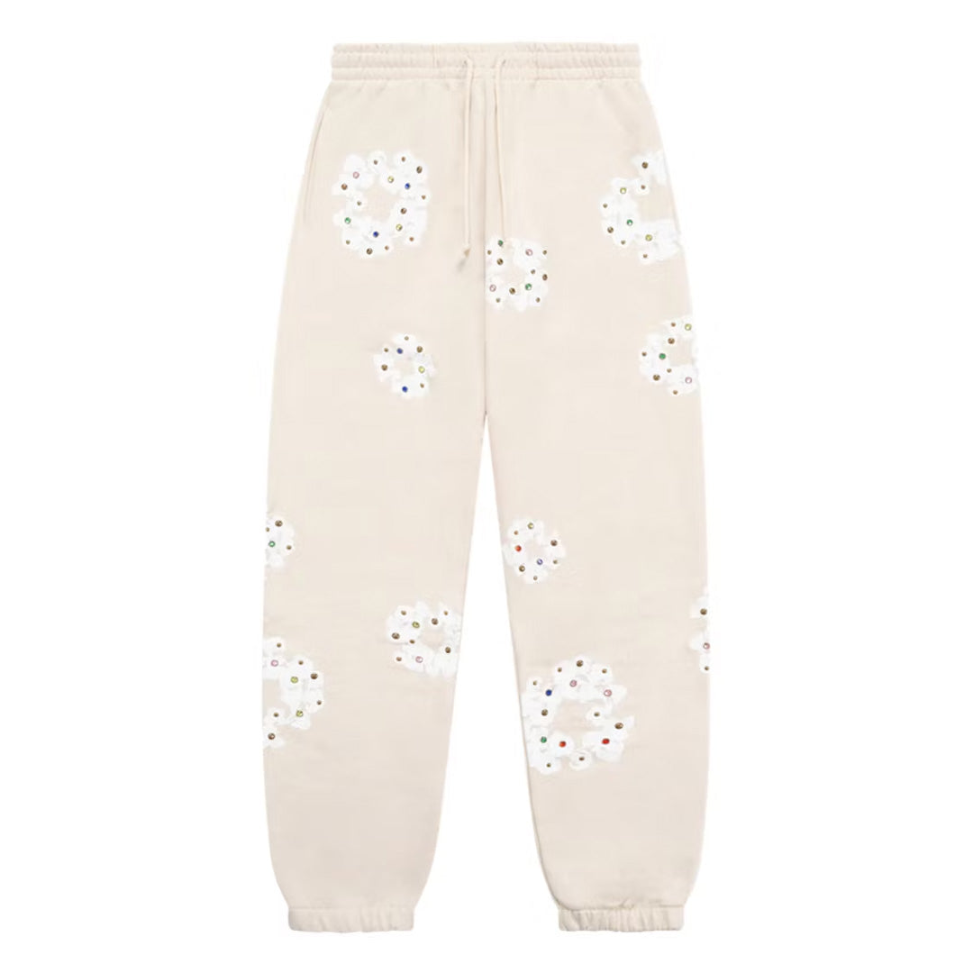 Denim Tears Rhinestone Cotton Wreath Sweatpants Oatmeal