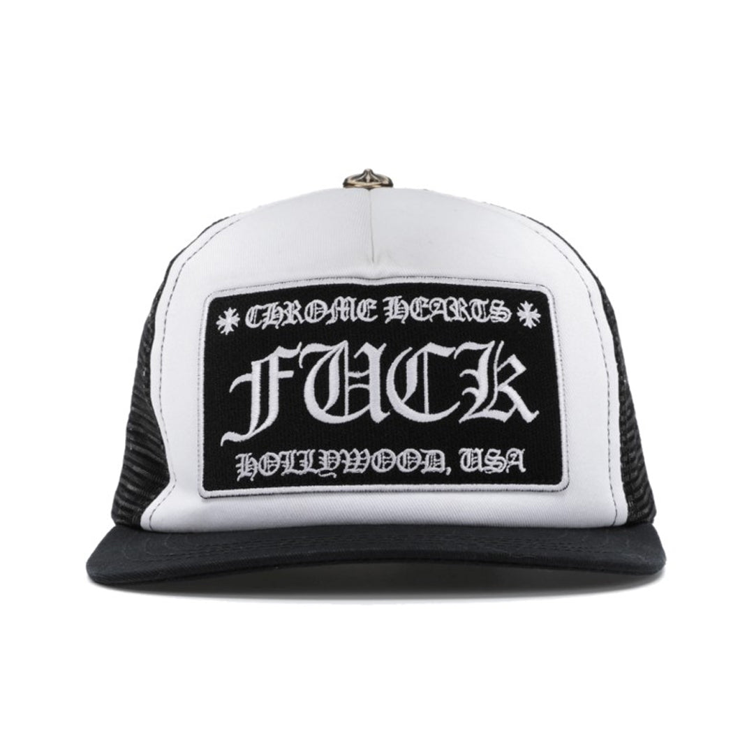 Chrome Hearts F*** Hollywood Trucker Hat Black/White