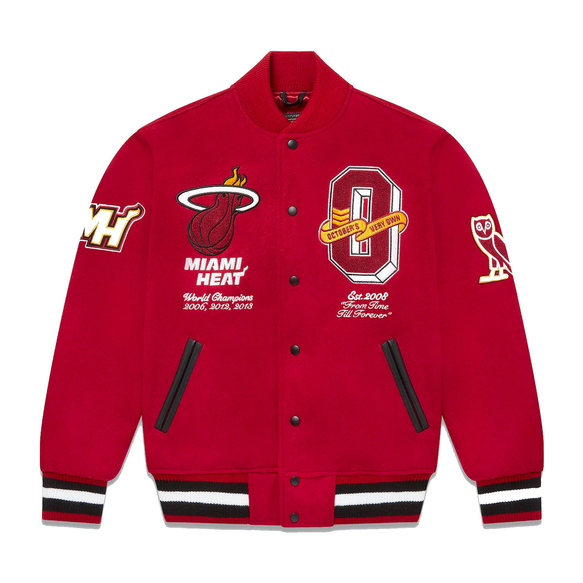 OVO X NBA Heat Varsity Jacket Red