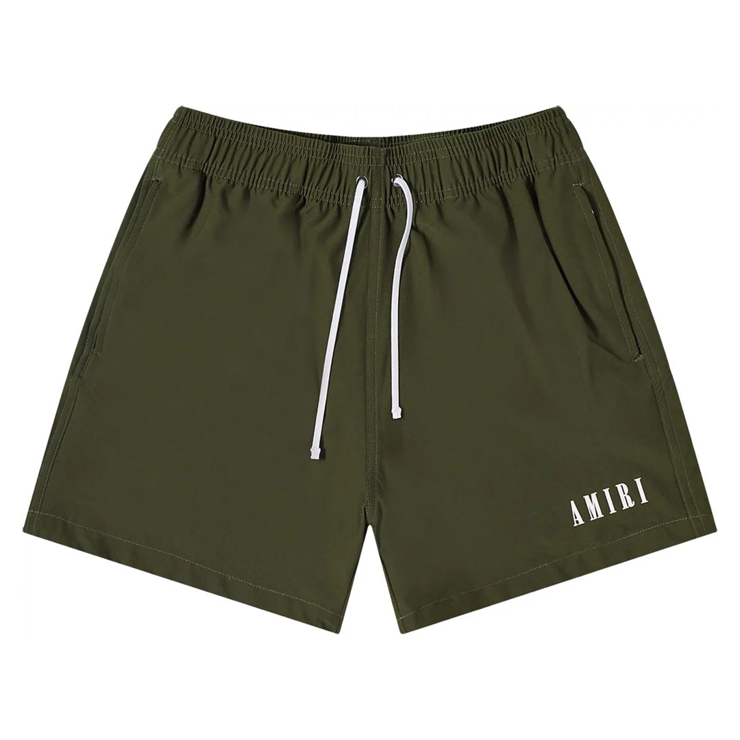 Amiri Core Logo Swim Shorts Olive Green