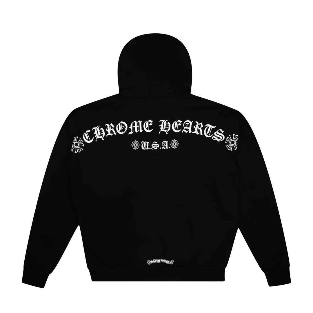 Chrome Hearts Shoulder Logo Zip Up Hoodie Black