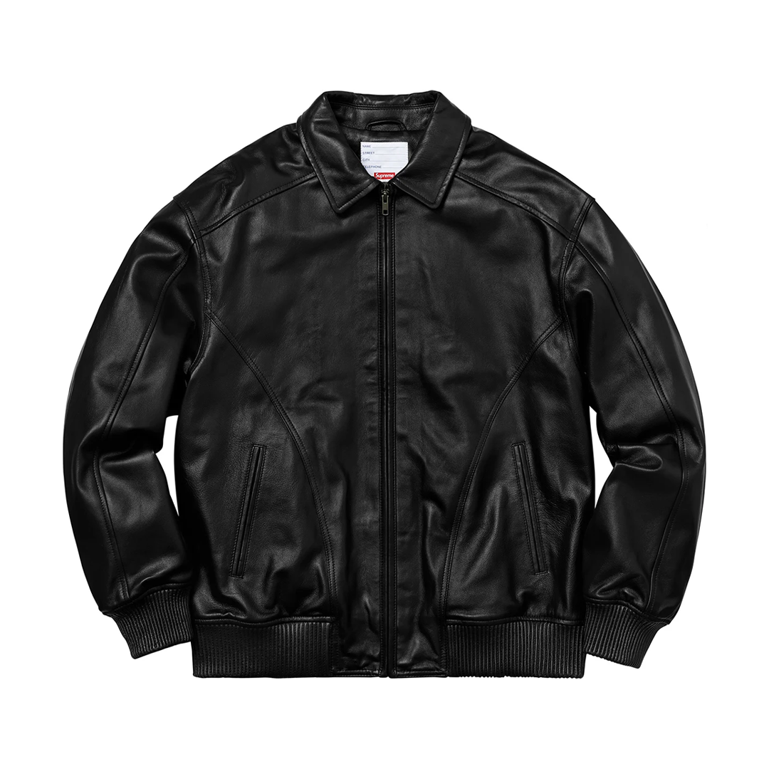 Supreme Studded Arc Logo Leather Jacket Black